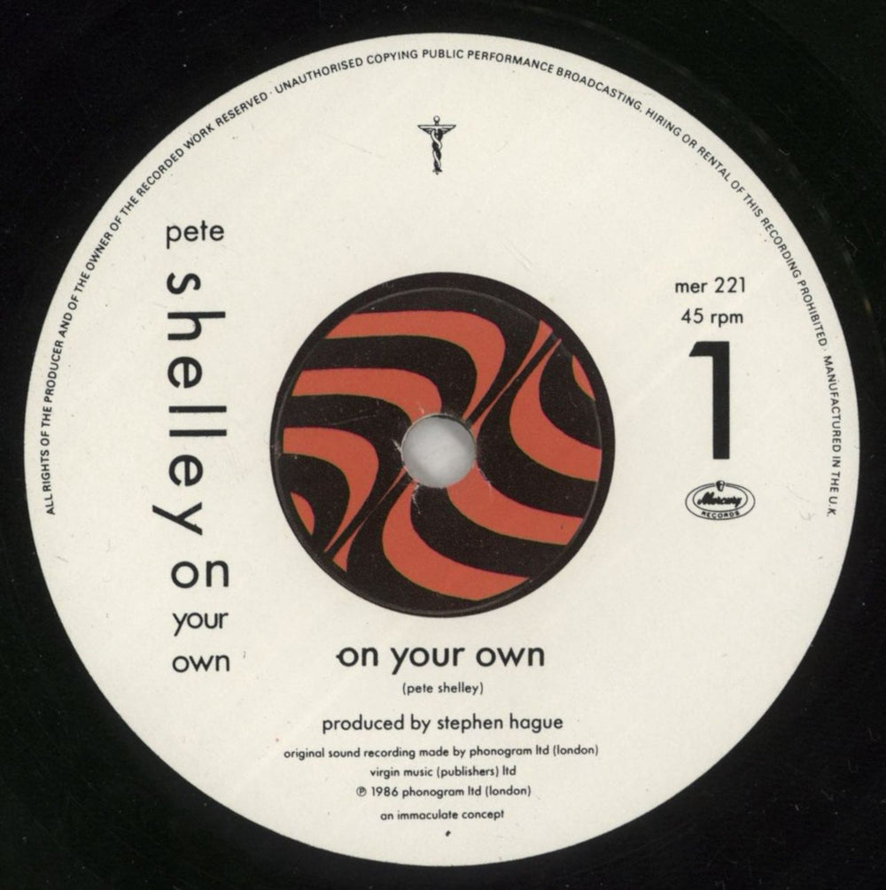 Pete Shelley On Your Own UK 7" vinyl single (7 inch record / 45) PLL07ON688392