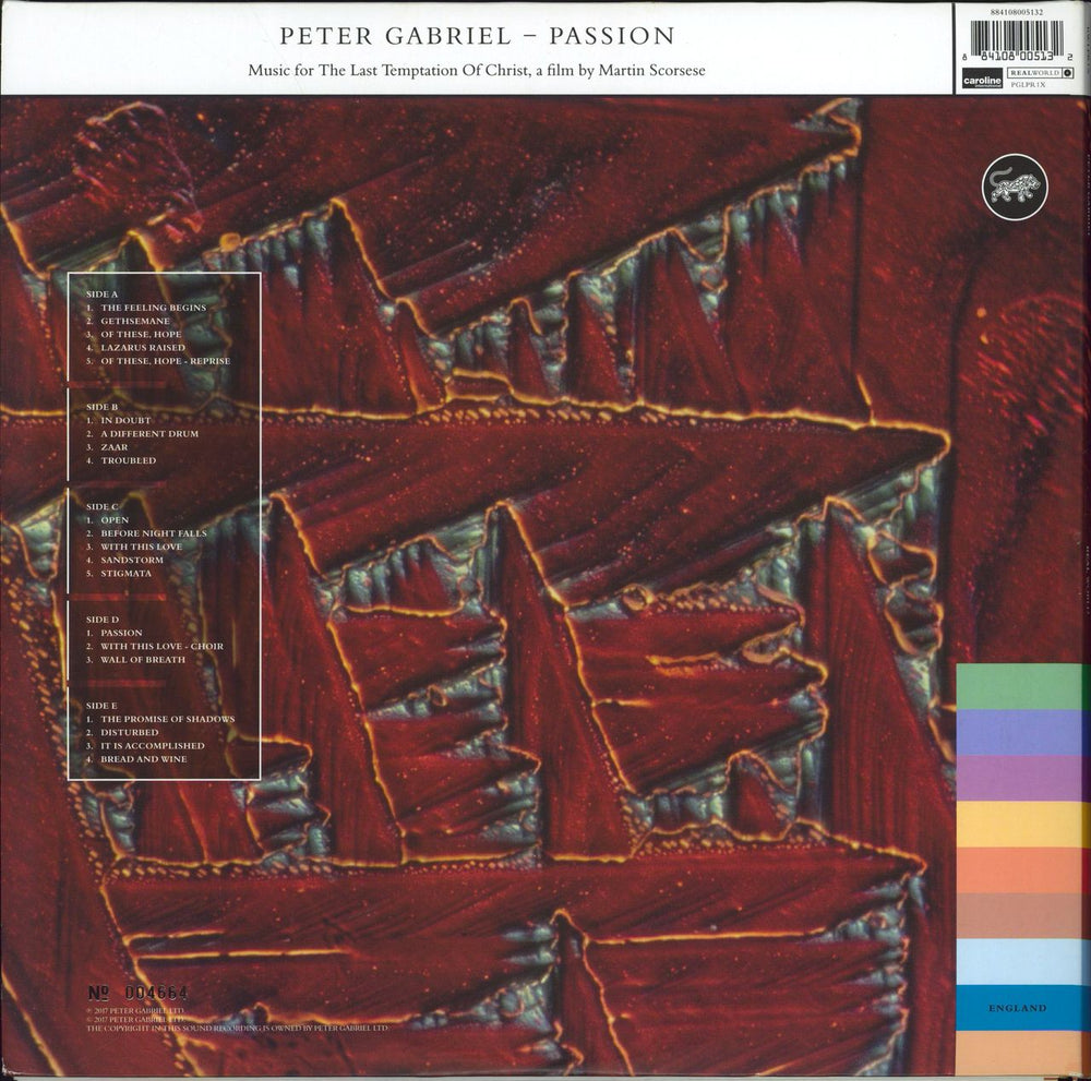 Peter Gabriel Passion - 180gm Vinyl + Numbered UK 3-LP vinyl record set (Triple LP Album) 884108005132