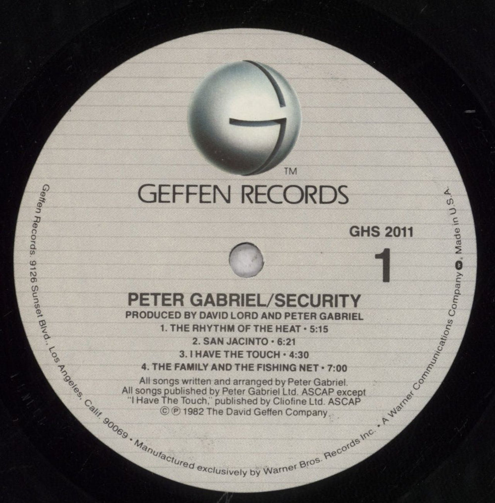 Peter Gabriel Security - Quiex II Pressing US vinyl LP album (LP record) GABLPSE65905