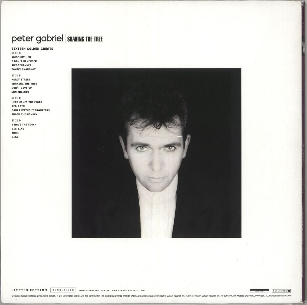 Peter Gabriel Shaking The Tree - 160gm US 2-LP vinyl record set (Double LP Album)