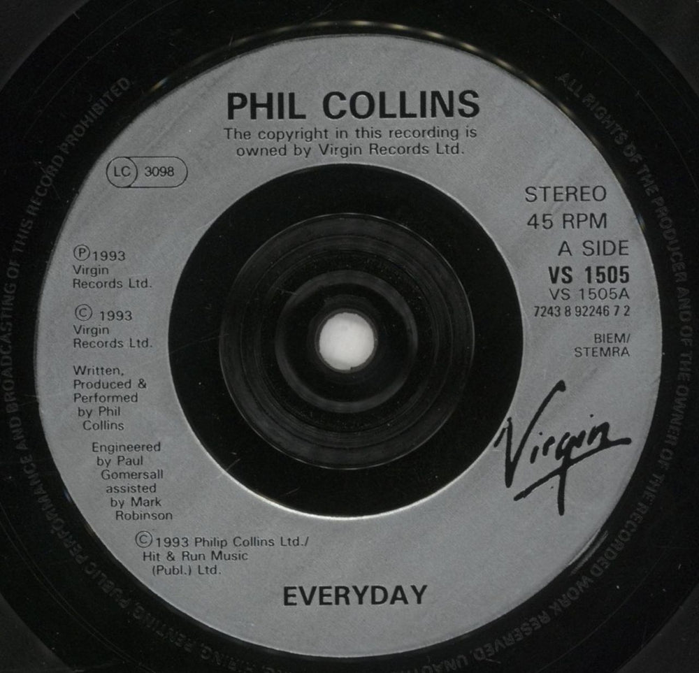 Phil Collins Everyday UK 7" vinyl single (7 inch record / 45) COL07EV196350