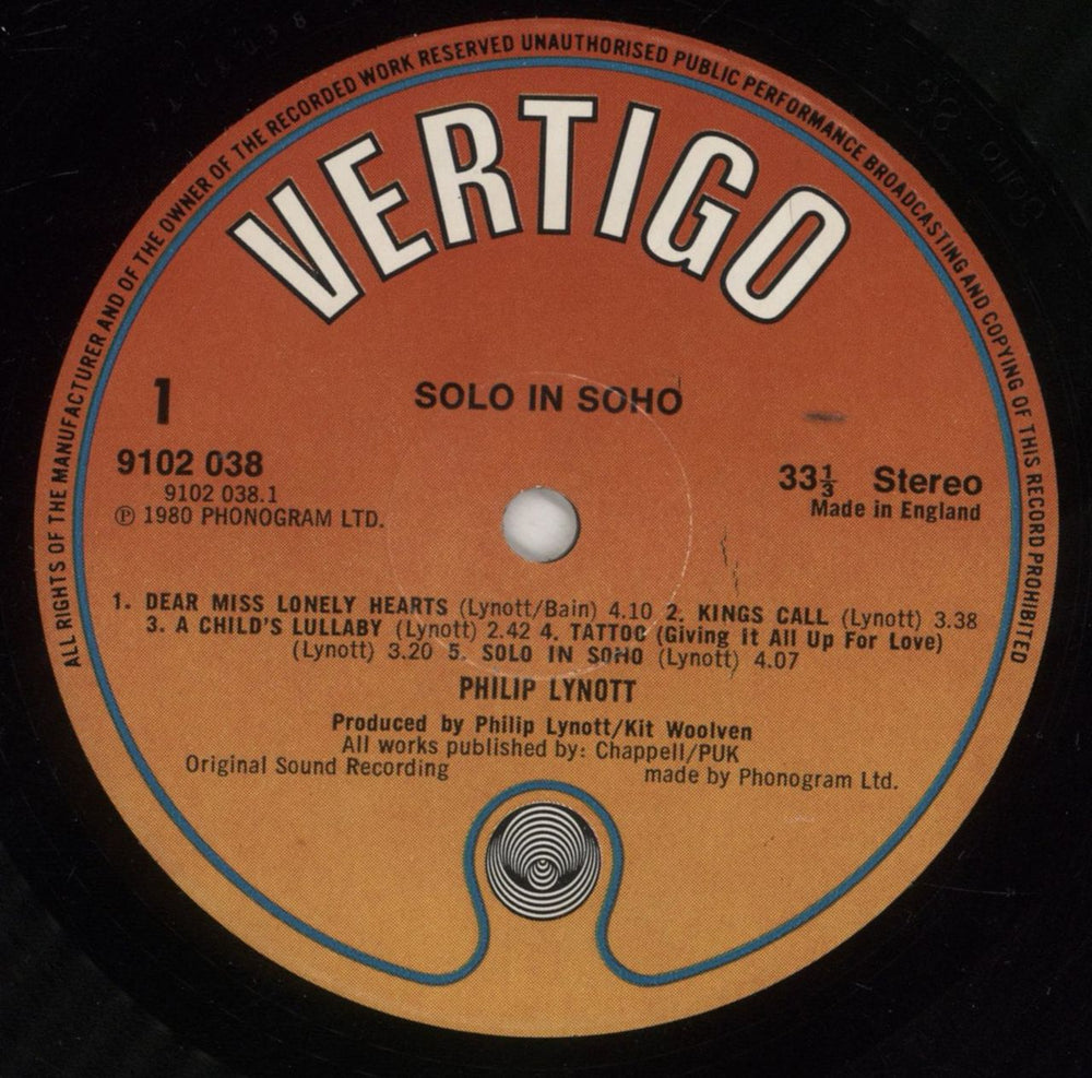 Phil Lynott Solo In Soho - 1st - EX UK vinyl LP album (LP record) LYNLPSO673722