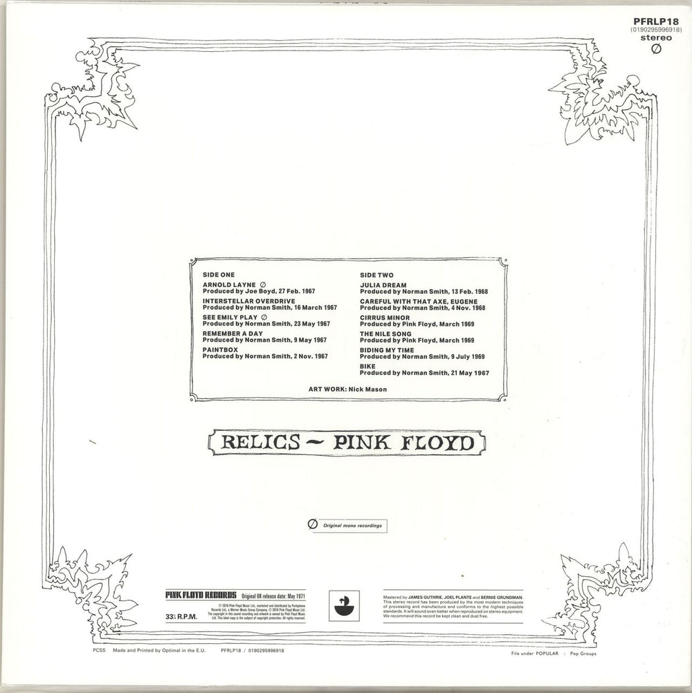 Pink Floyd Relics - Remastered 180 Gram - Sealed UK vinyl LP album (LP record) 190295996918