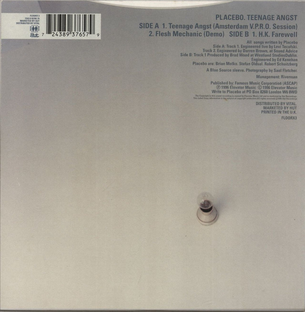 Placebo Teenage Angst - Part 2 UK 7" vinyl single (7 inch record / 45) 724389376579