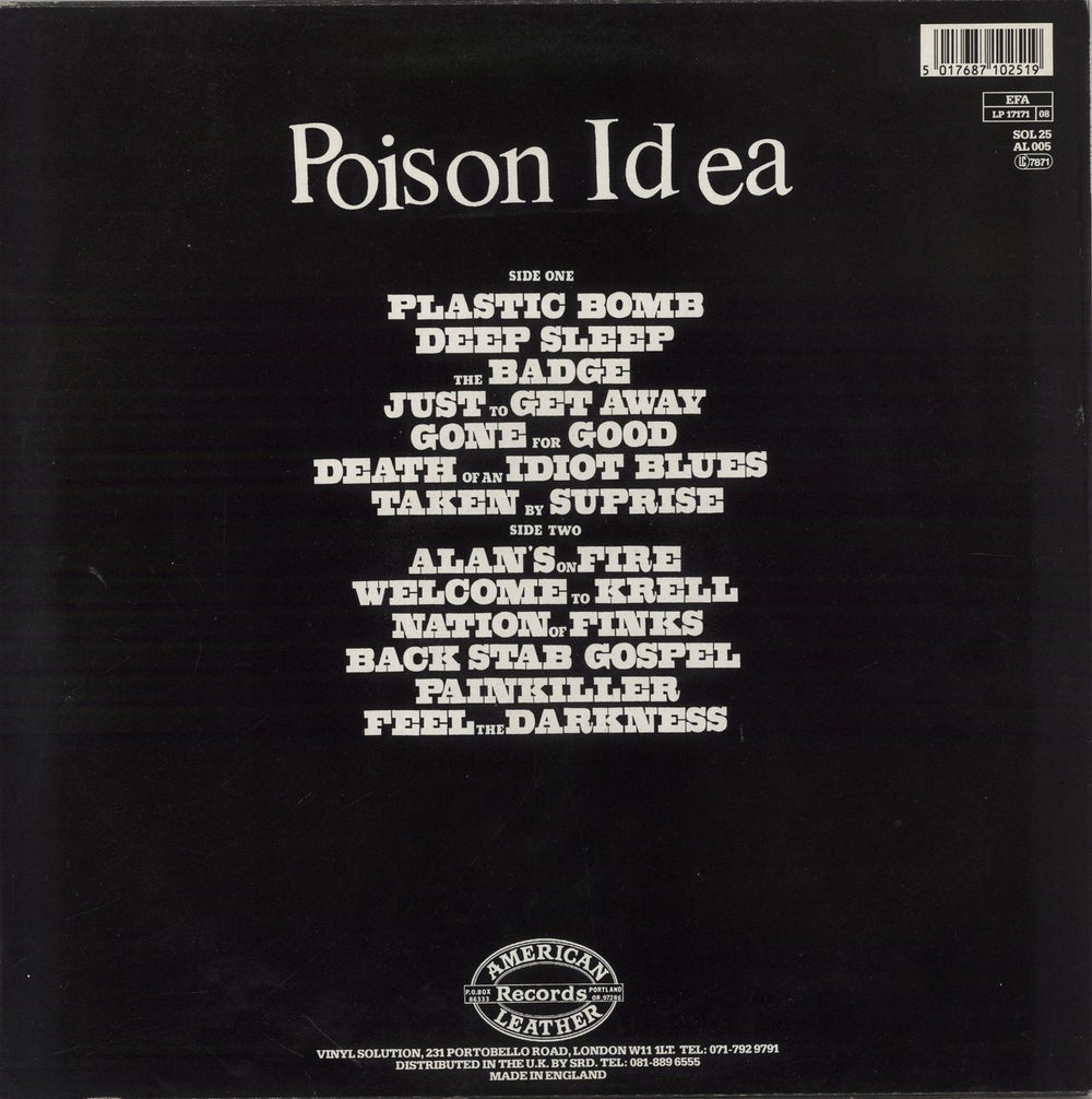 Poison Idea Feel The Darkness UK vinyl LP album (LP record) 5017687102519