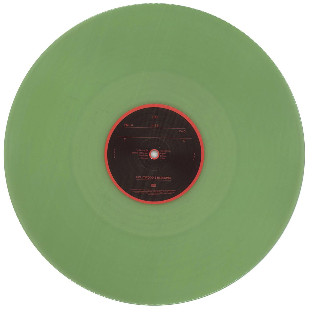 Post Malone Hollywood's Bleeding - 180gm Green Vinyl UK 2-LP vinyl record set (Double LP Album) 4QX2LHO849806