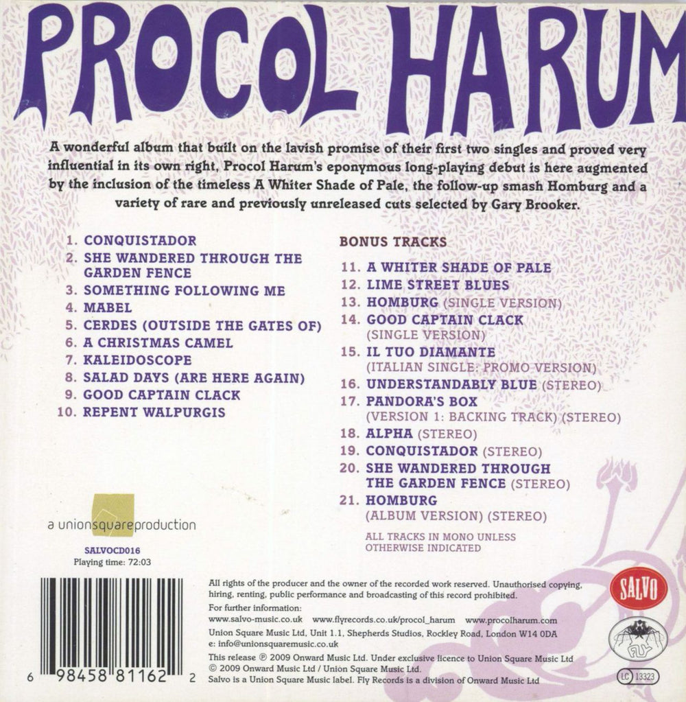 Procol Harum Procol Harum: Remastered UK CD album (CDLP) 698458811622