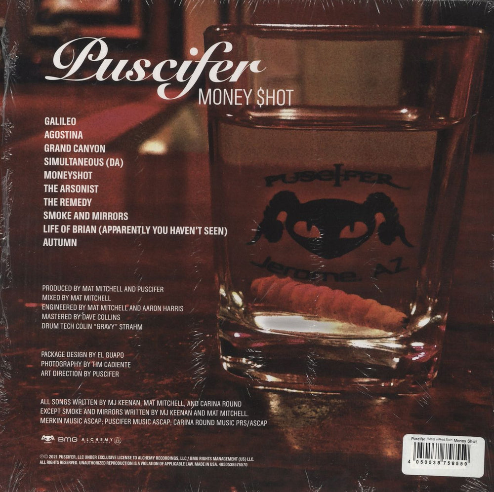 Puscifer Money Shot - Opaque White w/Red Swirl Vinyl - Open Shrink US 2-LP vinyl record set (Double LP Album) 4050538758559