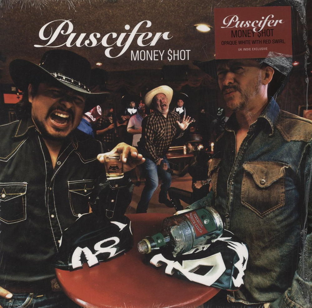 Puscifer Money Shot - Opaque White w/Red Swirl Vinyl - Open Shrink US 2-LP vinyl record set (Double LP Album) 538676570