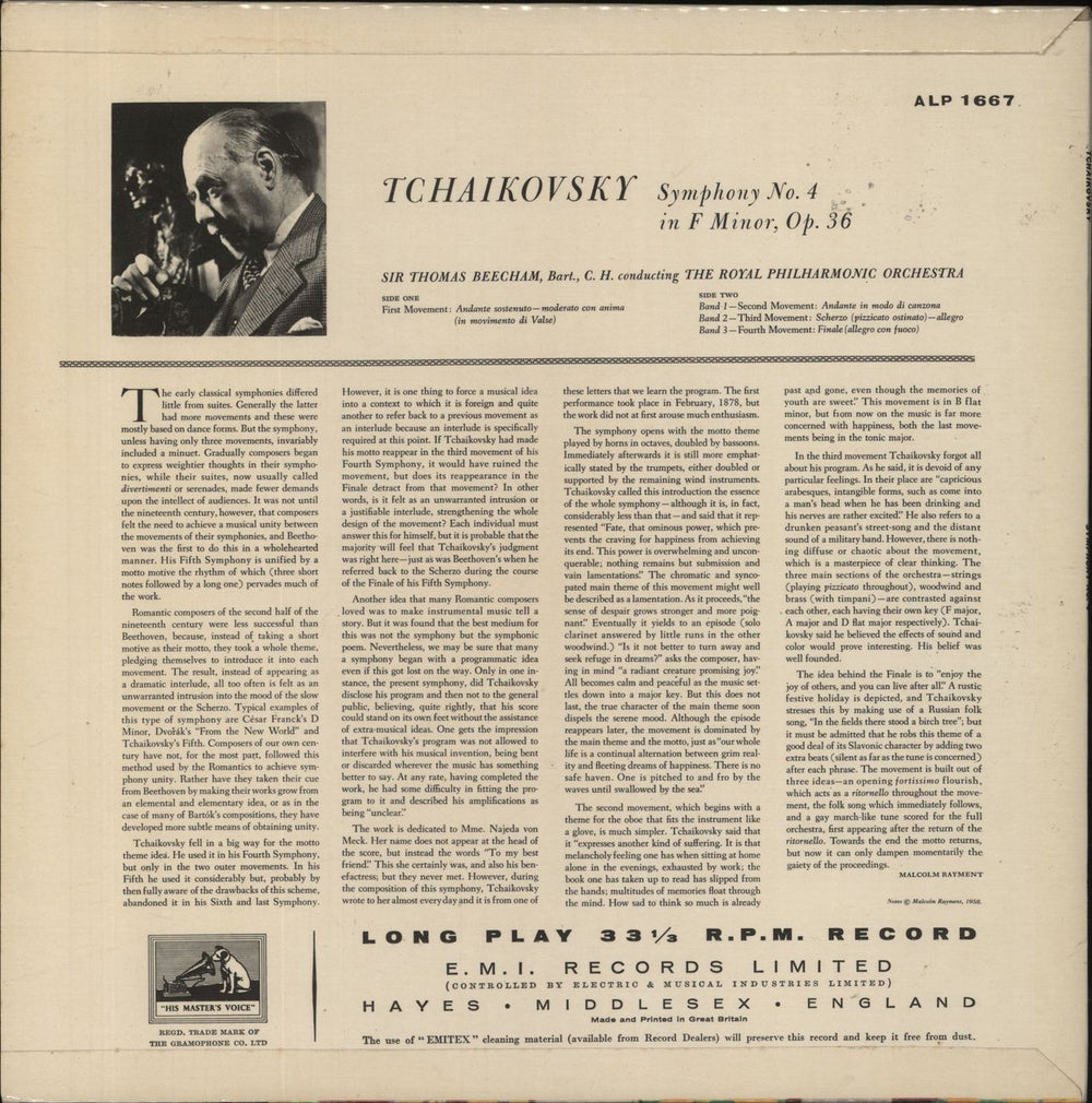 Pyotr Ilyich Tchaikovsky Symphony No. 4 in F Minor, Op.36 UK vinyl LP album (LP record)