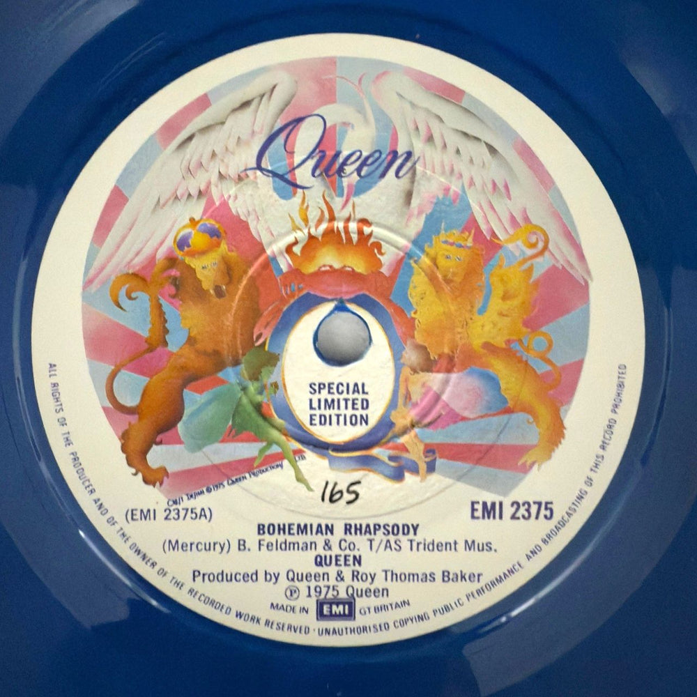 Queen Bohemian Rhapsody - Blue Vinyl # 165 UK 7" vinyl single (7 inch record / 45) EMI2375