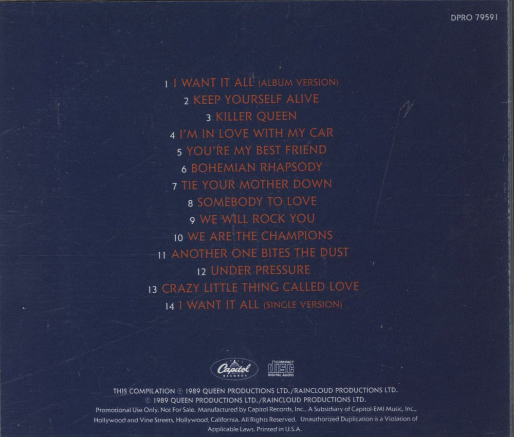 Queen Classic Queen US Promo CD album (CDLP)