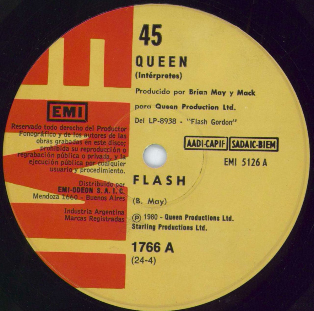 Queen Flash Argentinean 7" vinyl single (7 inch record / 45) 1766