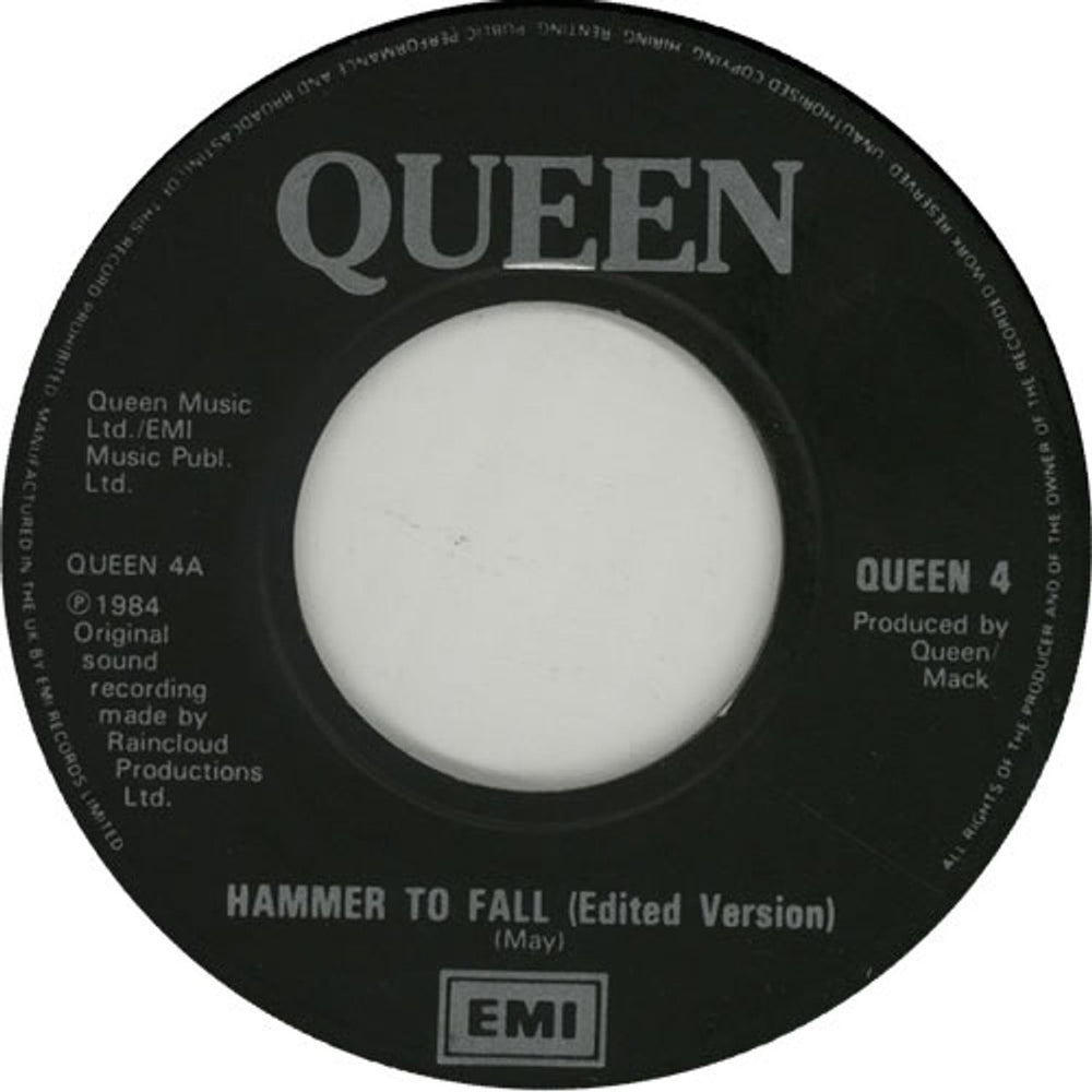 Queen Hammer To Fall - Jukebox UK 7" vinyl single (7 inch record / 45) QUEEN4