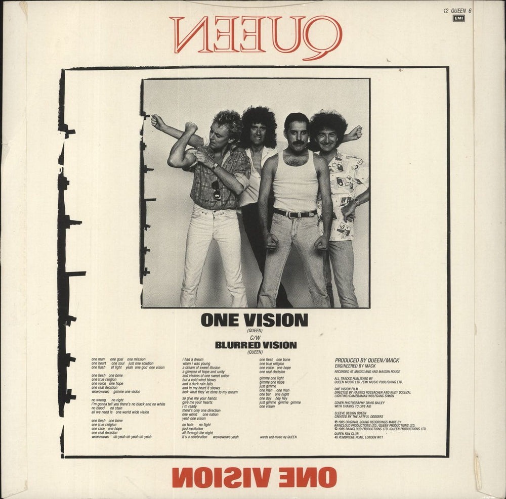 Queen One Vision UK 12" vinyl single (12 inch record / Maxi-single)