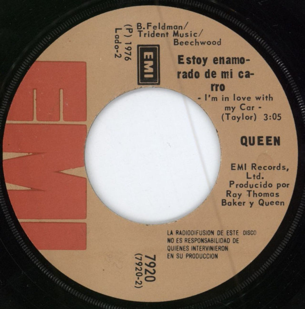 Queen Rapsodia Bohemia Mexican 7" vinyl single (7 inch record / 45) QUE07RA784179