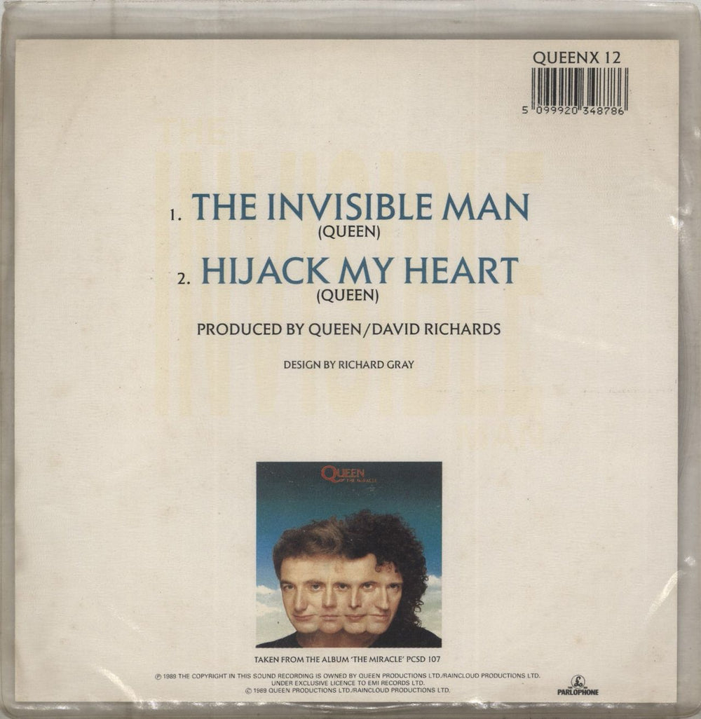 Queen The Invisible Man - Clear Vinyl + Insert UK 7" vinyl single (7 inch record / 45) 5099920348786