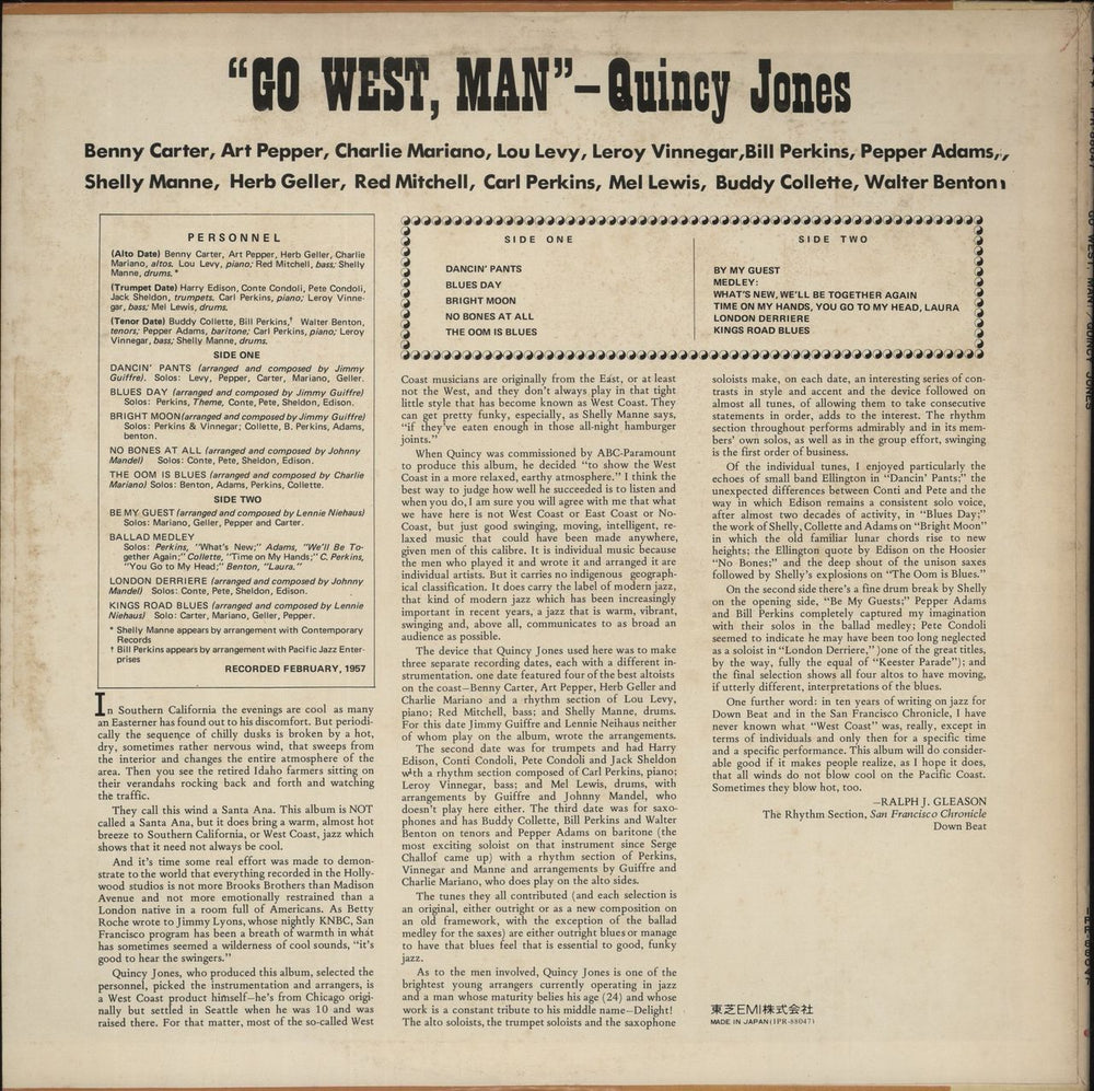 Quincy Jones Go West, Man! Japanese Promo vinyl LP album (LP record)