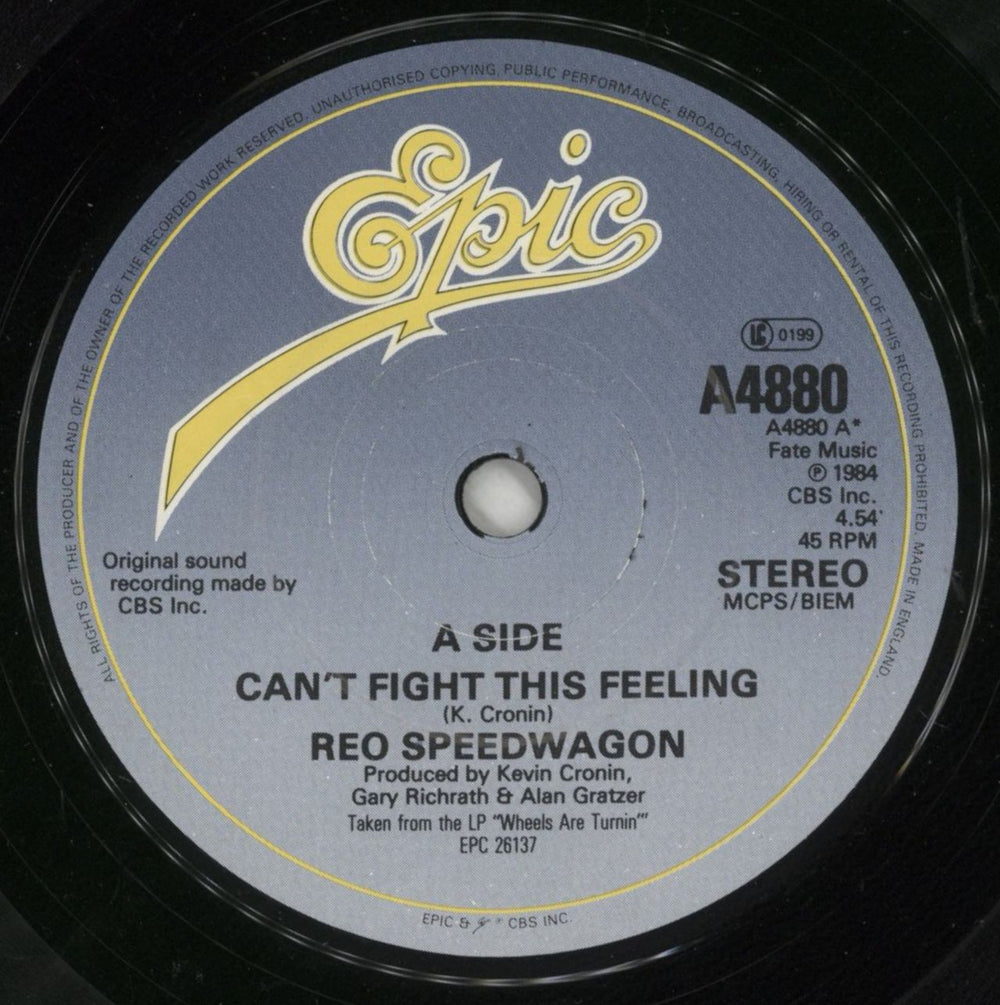 R.E.O. Speedwagon Can't Fight This Feeling - P/S UK 7" vinyl single (7 inch record / 45) REO07CA630512