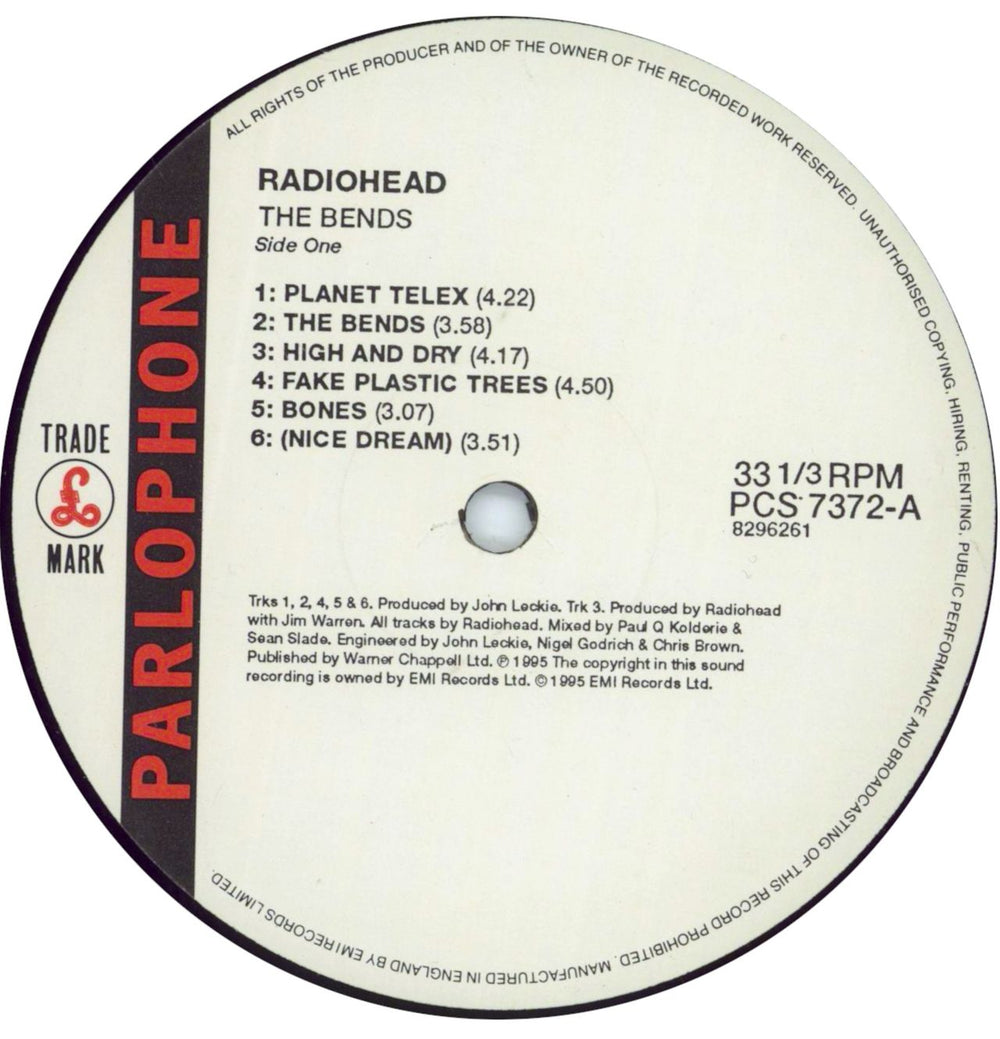 Radiohead The Bends - 1st UK vinyl LP album (LP record) R-HLPTH171985