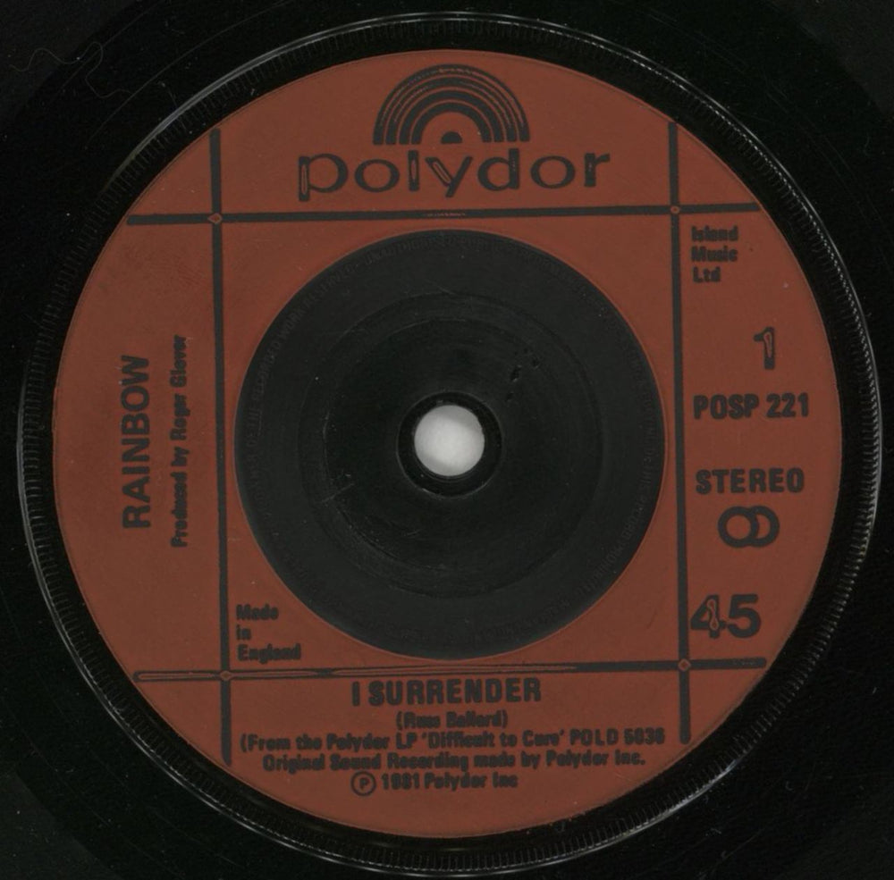 Rainbow I Surrender - P/S UK 7" vinyl single (7 inch record / 45) RBO07IS01330