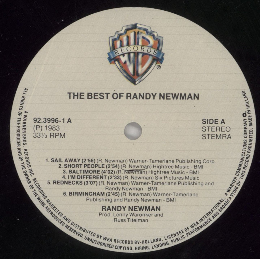 Randy Newman The Best Of Dutch vinyl LP album (LP record) RNMLPTH515781