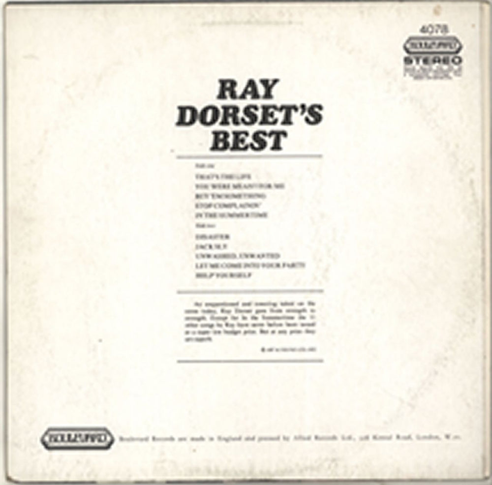 Ray Dorset Ray Dorset's Best UK vinyl LP album (LP record)