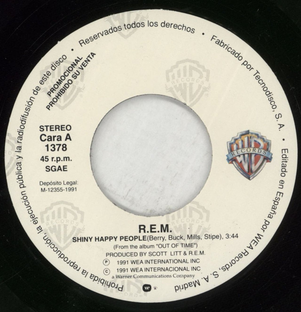 REM Shiny Happy People Spanish Promo 7" vinyl single (7 inch record / 45) REM07SH00323