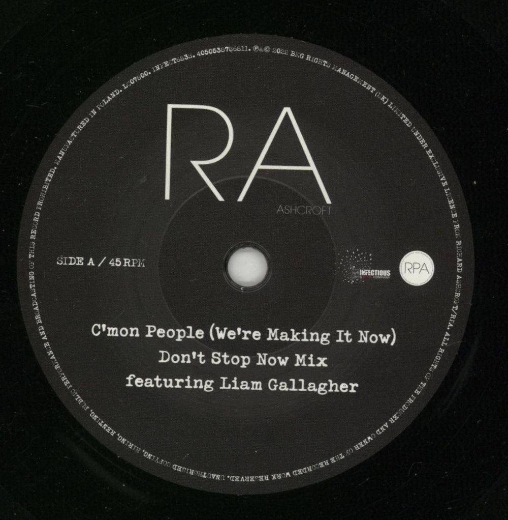 Richard Ashcroft C'Mon People (We're Making It Now) featuring Liam Gallagher UK 7" vinyl single (7 inch record / 45) CFT07CM865706