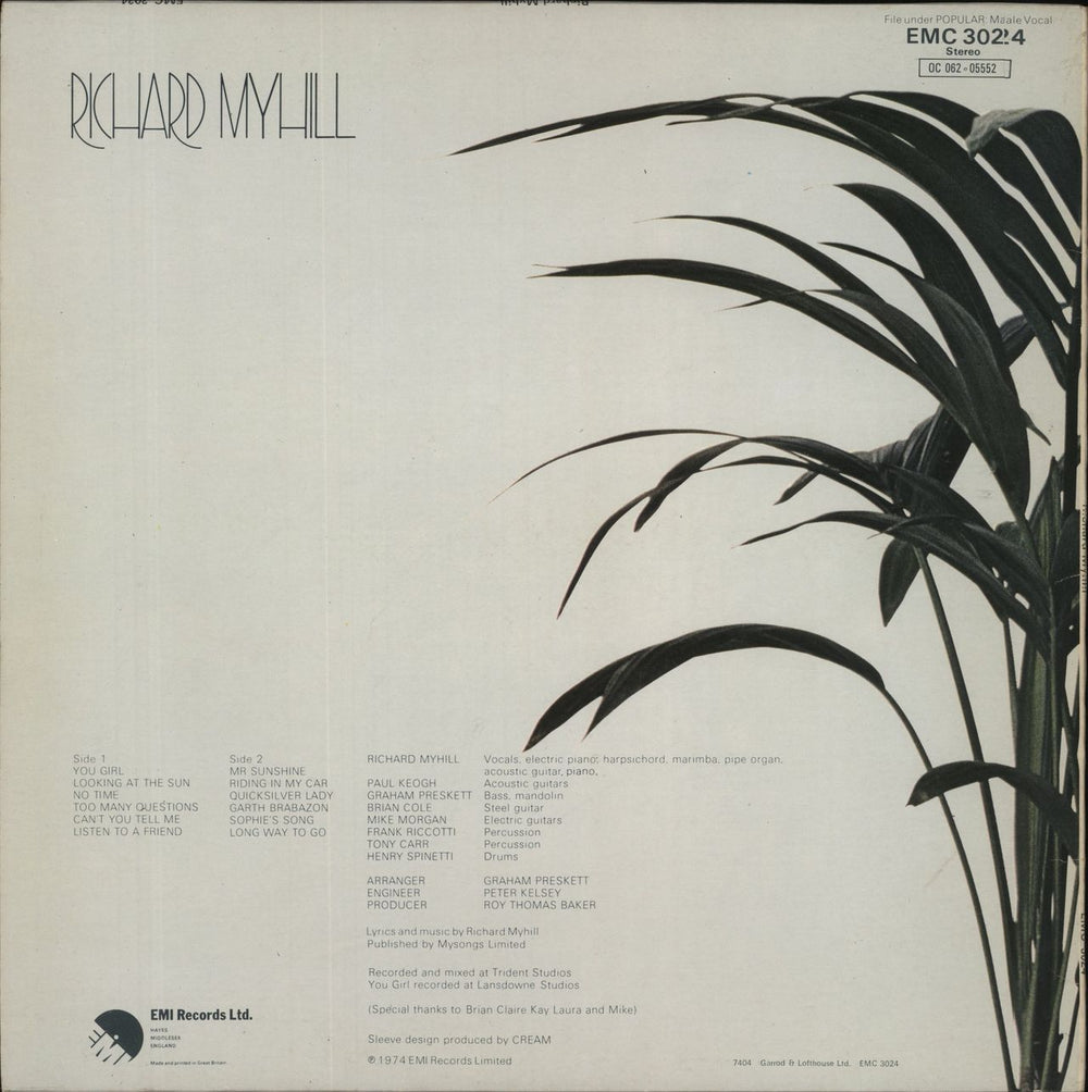 Richard Myhill The Richard Myhill Album UK vinyl LP album (LP record)