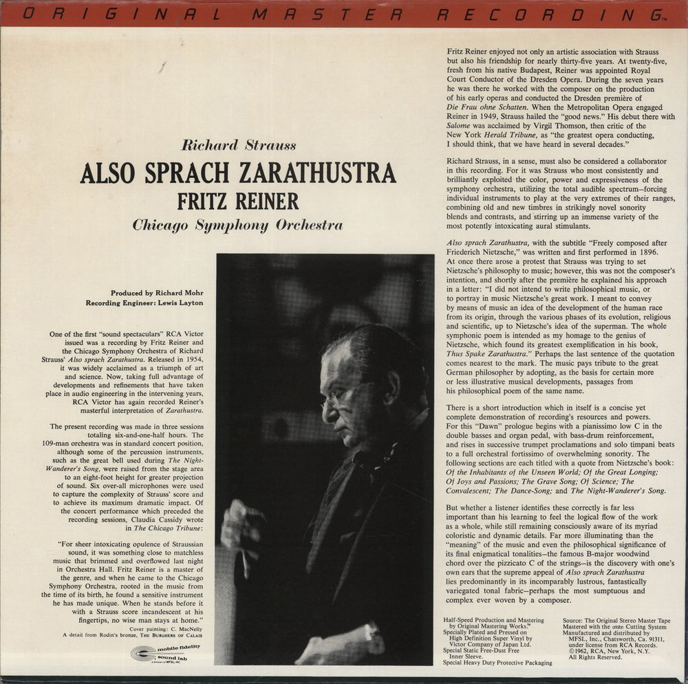 Richard Strauss Also Sprach Zarathustra US vinyl LP album (LP record)