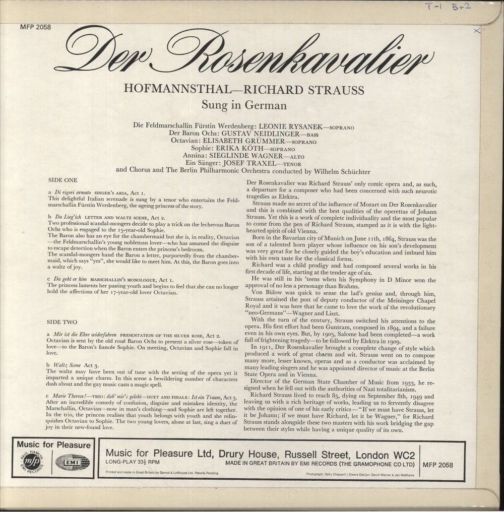 Richard Strauss Highlights from Der Rosenkavalier UK vinyl LP album (LP record)