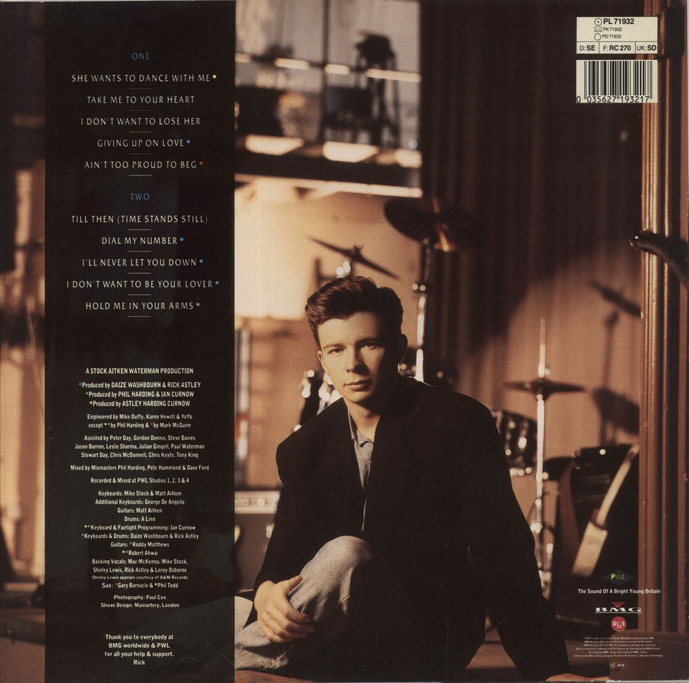 Rick Astley Hold Me In Your Arms German vinyl LP album (LP record) 035627193217