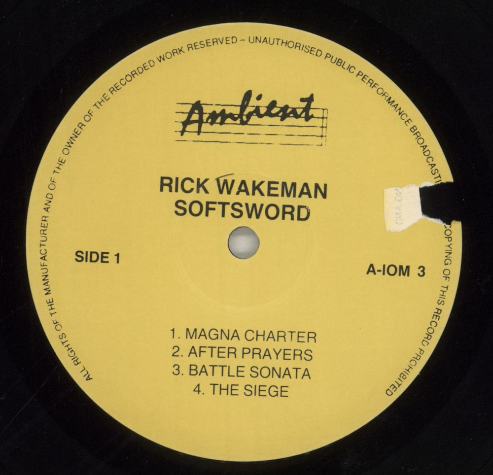Rick Wakeman Softsword UK vinyl LP album (LP record) RKWLPSO402446