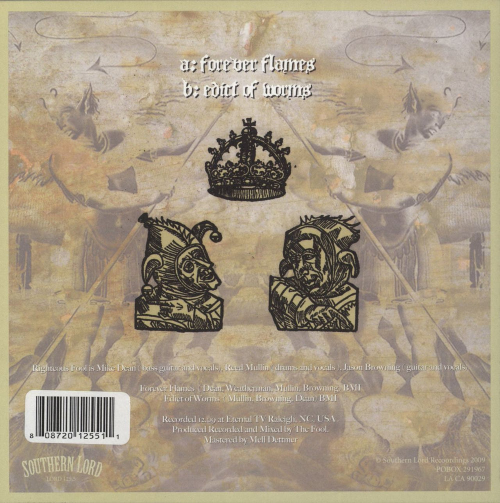 Righteous Fool Righteous Fool US 7" vinyl single (7 inch record / 45) 808720125511