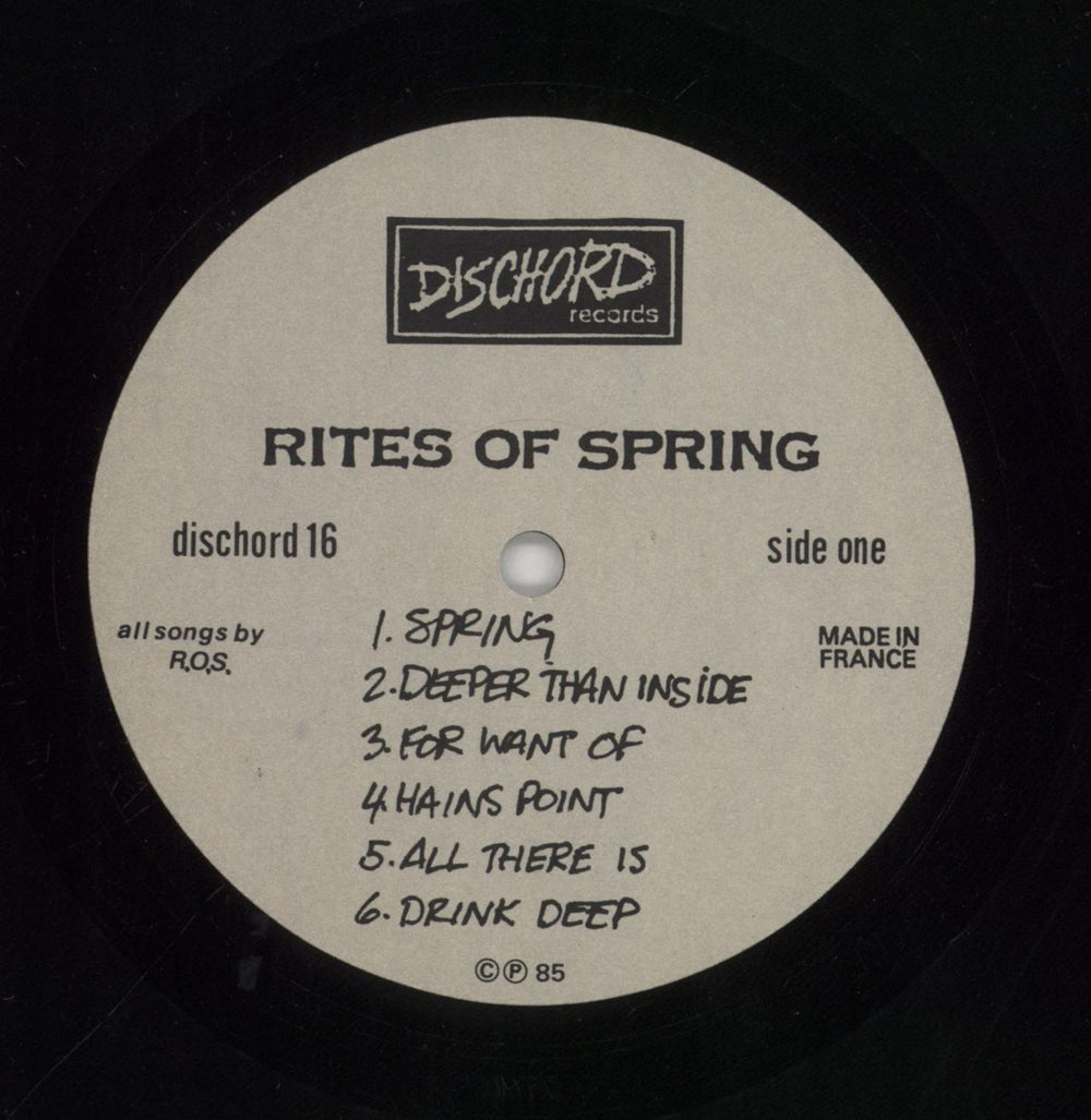Rites Of Spring Rites Of Spring US vinyl LP album (LP record) R3SLPRI850632