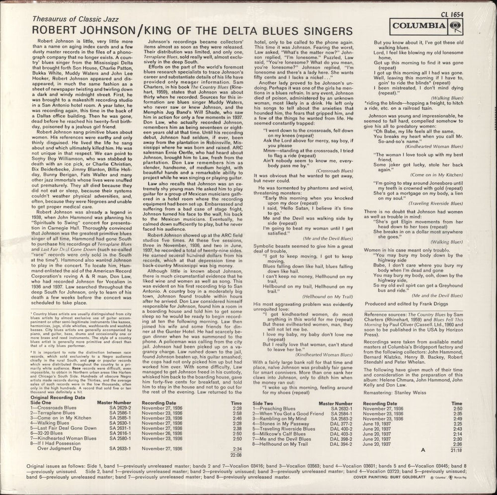 Robert Johnson (30s) King Of The Delta Blues Singers - 180gm US vinyl LP album (LP record)