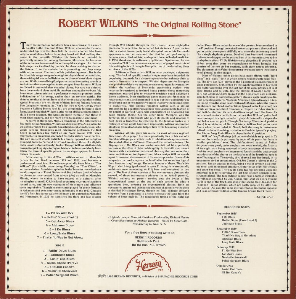 Robert Wilkins The Original Rolling Stone US vinyl LP album (LP record)