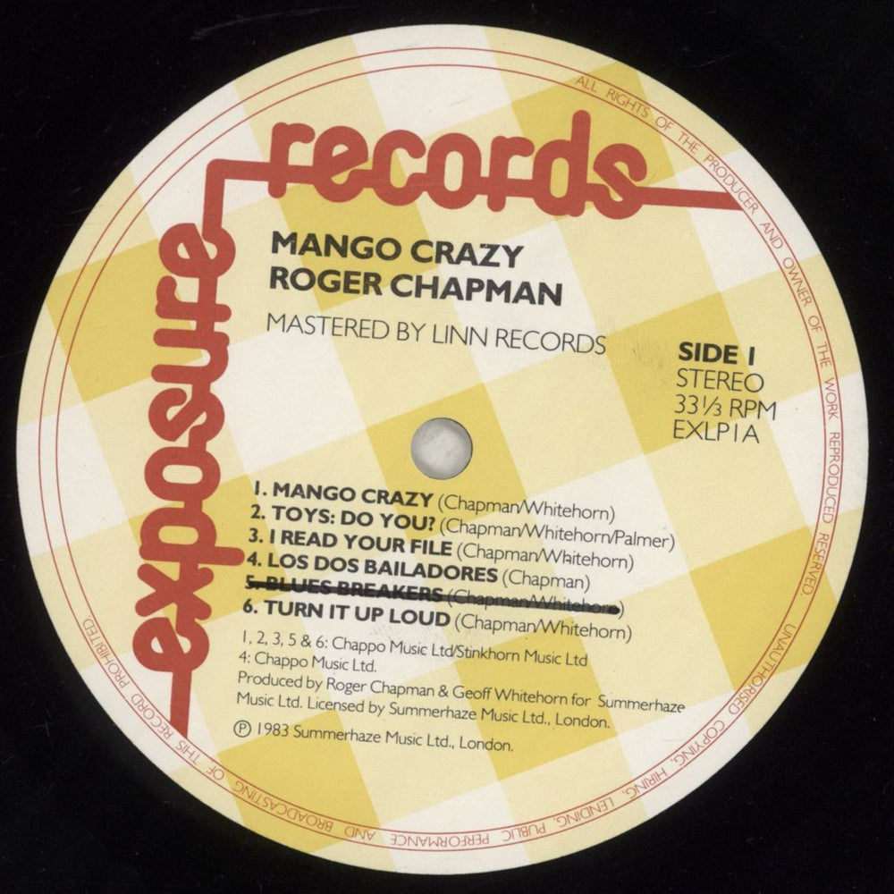 Roger Chapman Mango Crazy UK vinyl LP album (LP record) RGCLPMA856013