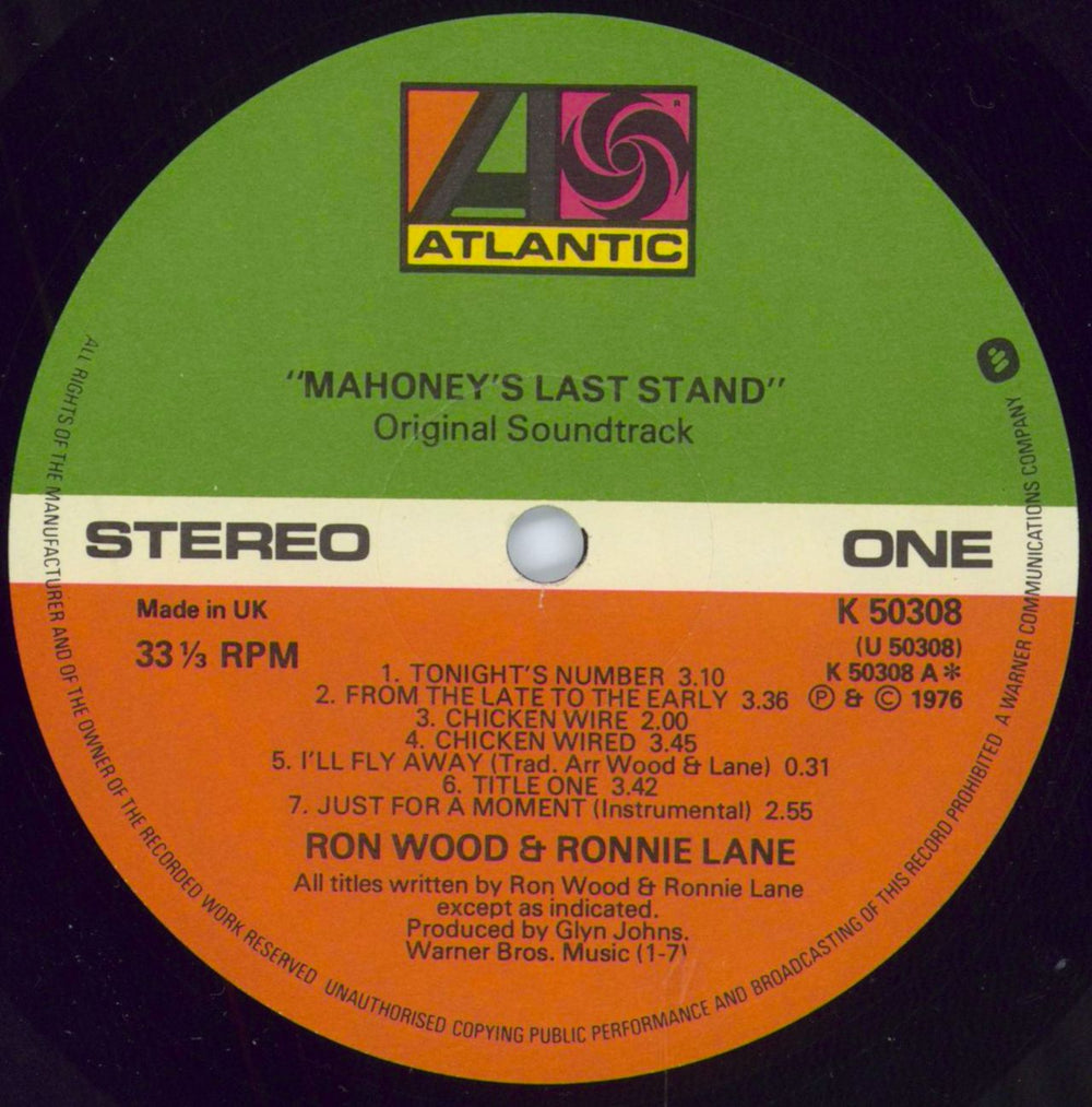 Ronnie Wood Mahoney's Last Stand UK vinyl LP album (LP record) RNWLPMA98743