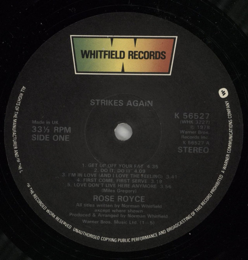 Rose Royce Strikes Again UK vinyl LP album (LP record) RRYLPST374699