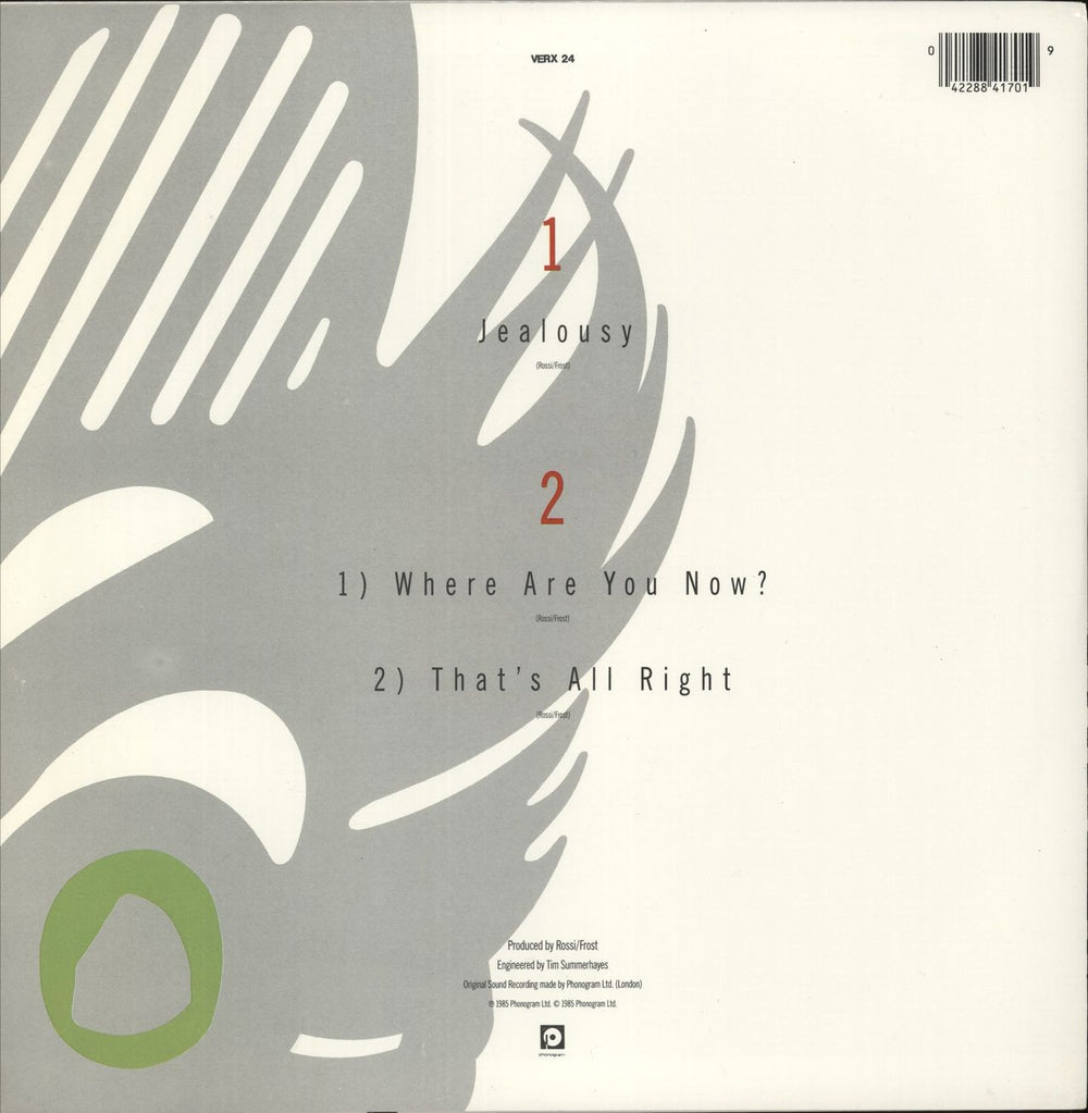 Rossi & Frost Jealousy UK 12" vinyl single (12 inch record / Maxi-single) 042288417019