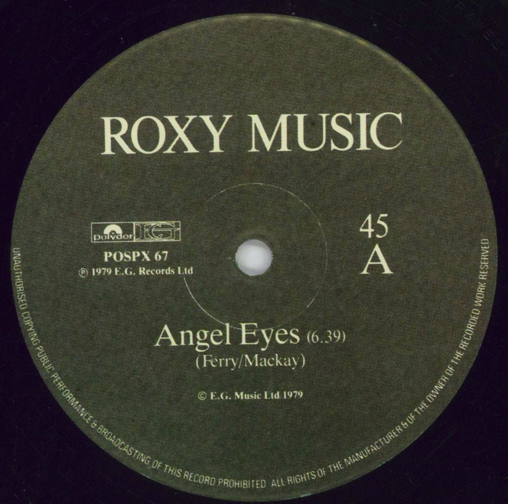 Roxy Music Angel Eyes UK 12" vinyl single (12 inch record / Maxi-single) RXY12AN98746