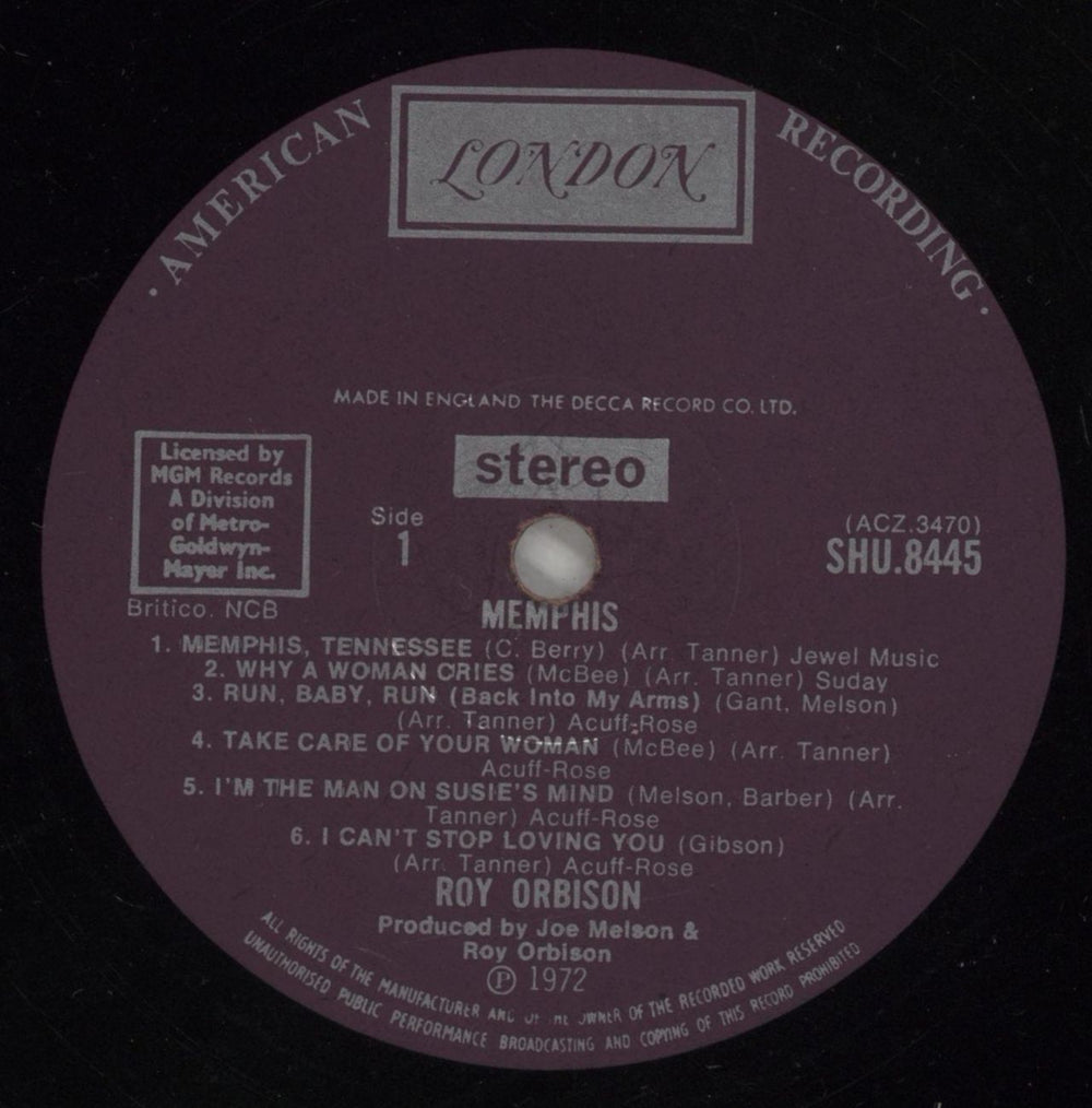 Roy Orbison Memphis - EX UK vinyl LP album (LP record) RYOLPME875480