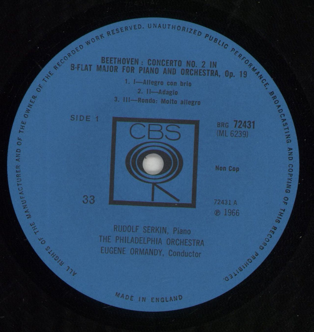 Rudolf Serkin Beethoven: Piano Concerto No. 2 In B-Flat / Mozart: Piano Concerto No. 27 In B-Flat, K. 595 UK vinyl LP album (LP record) R2QLPBE867526