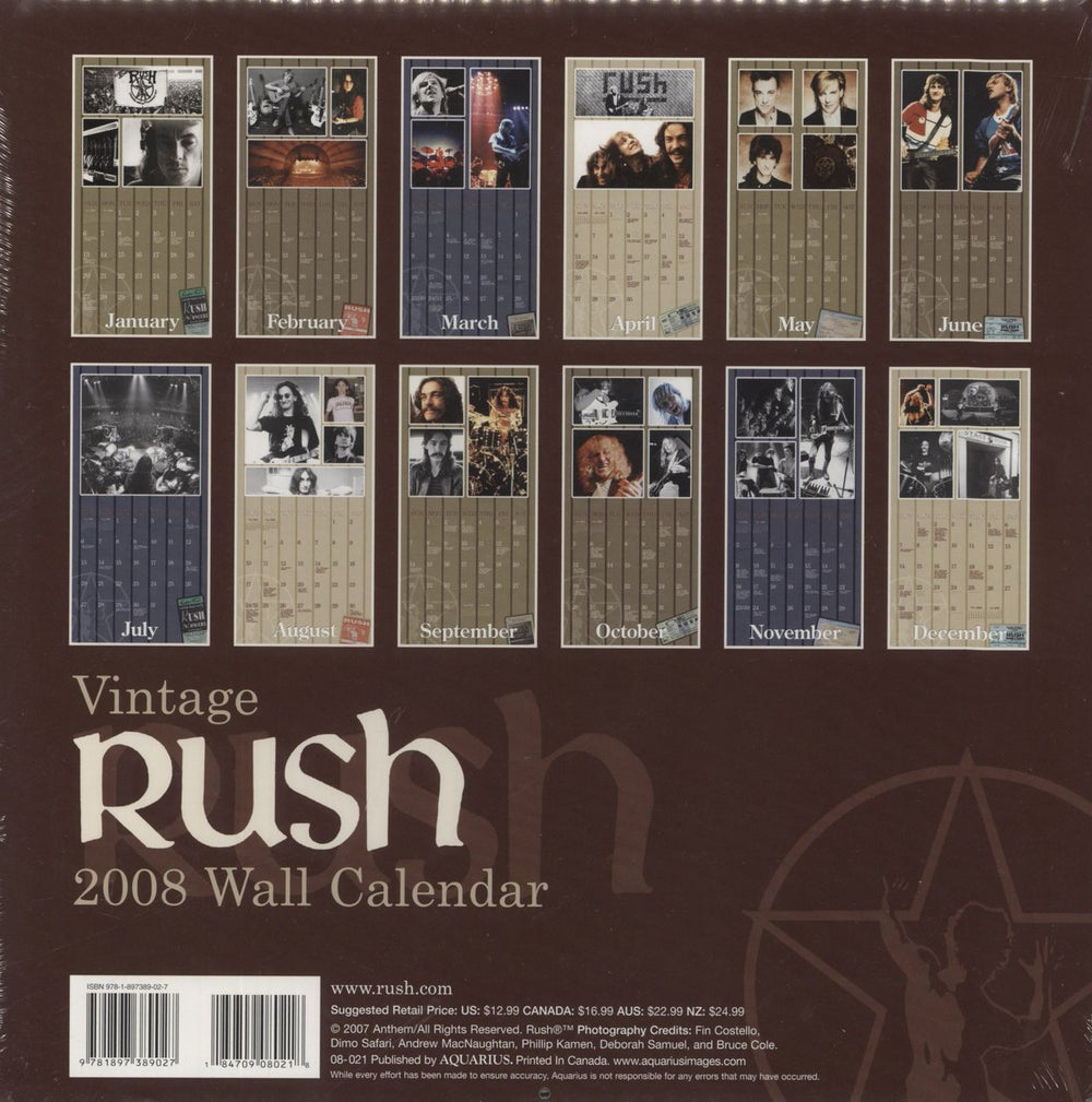 Rush 2008 Calendar - Sealed Canadian calendar 9781897389027