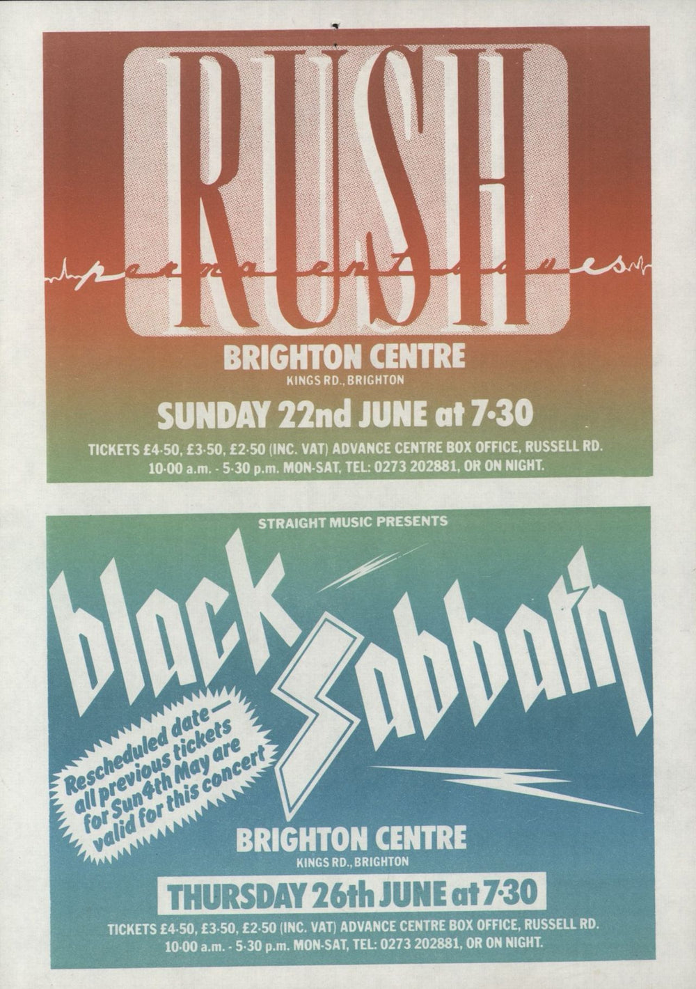 Rush Permanent Waves World Tour 1980 + Flyer UK tour programme RUSTRPE875362