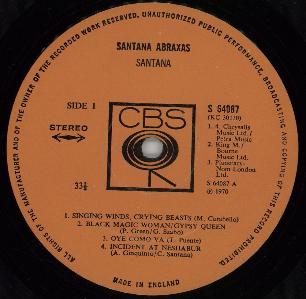 Santana Abraxas - 1st - VG UK vinyl LP album (LP record) SNTLPAB758184