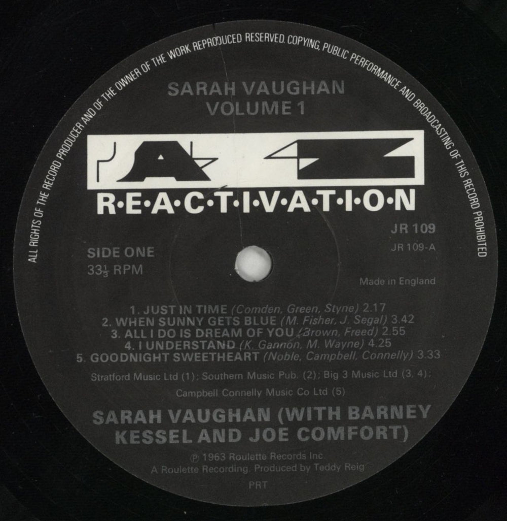 Sarah Vaughan Sarah Vaughan Vol. 1 UK vinyl LP album (LP record) VAALPSA678300