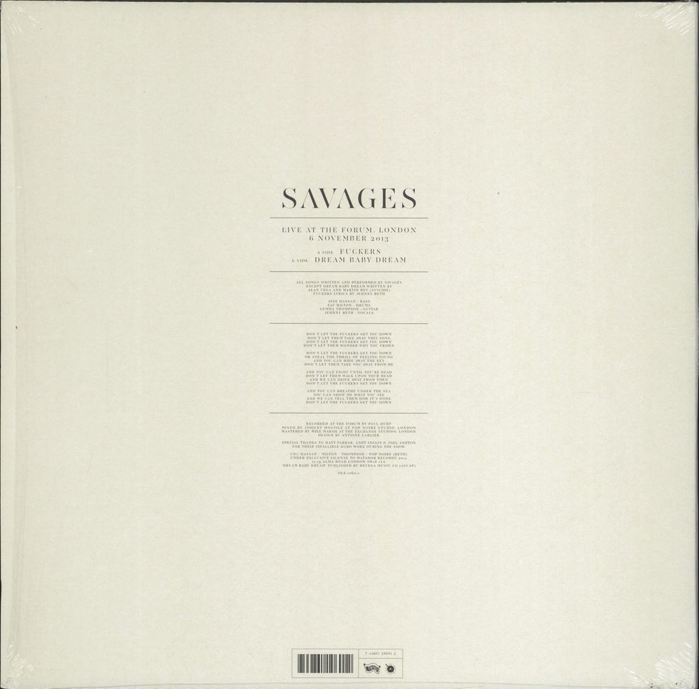 Savages Fuckers / Dream Baby Dream UK 12" vinyl single (12 inch record / Maxi-single) 744861106012